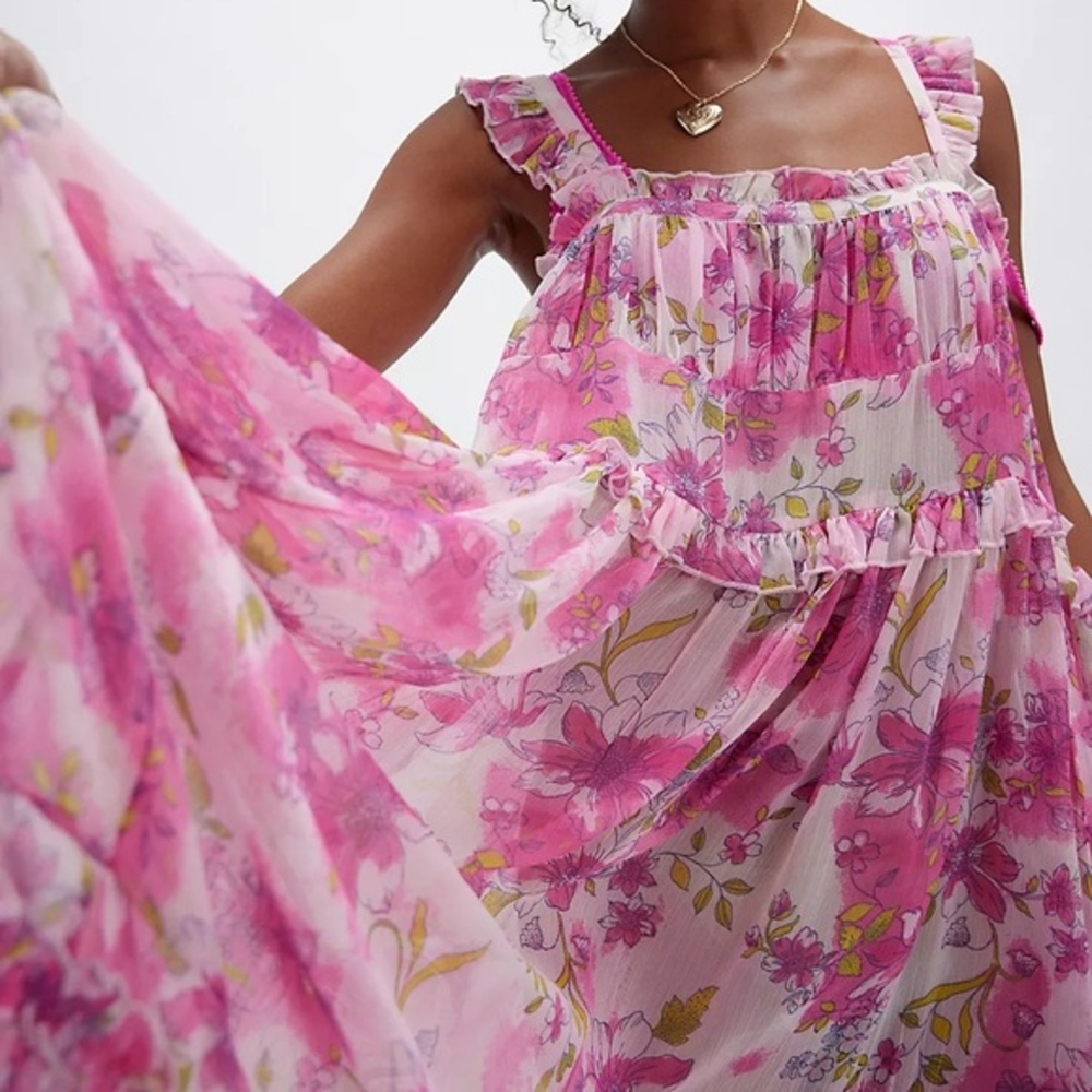 Free People Moon Phase Printed Midi Dress in Pop Combo